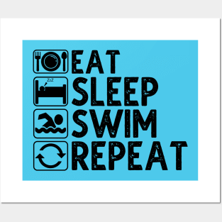 Eat Sleep Swim Repeat Posters and Art